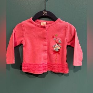 Nursery Rhyme Pink Button Down Shirt with Birdhouse Design